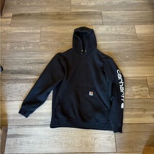 Carhartt Men's Black Hoodie with Sleeve Logo